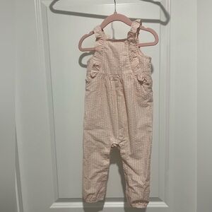 Carter's Pink and White Seersucker Ruffle Jumpsuit